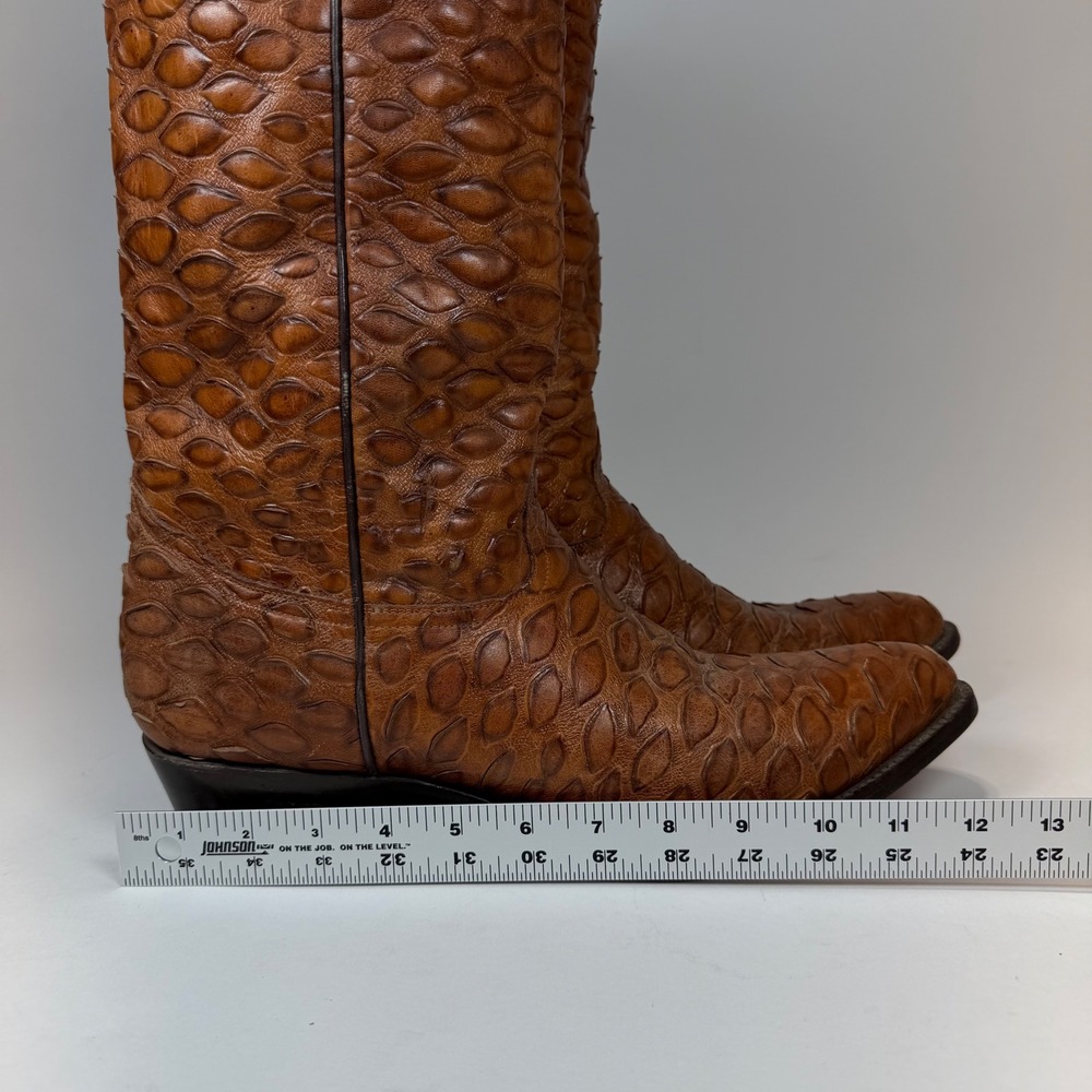VTG Rudel Mens Brown Leather Embossed  Ant Eater Western Cowboy Boots Size 14 E - Picture 7 of 13